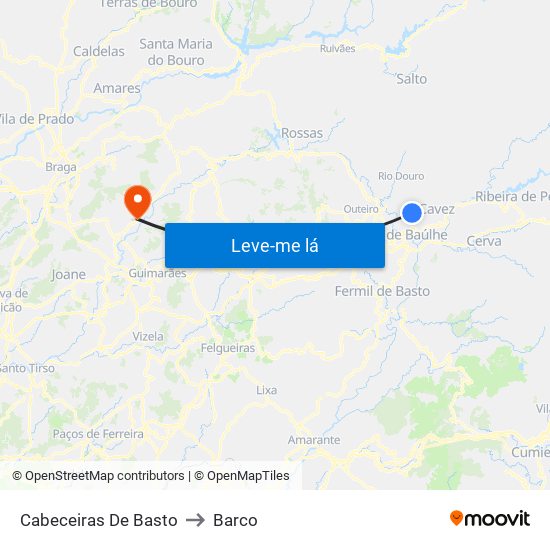 Cabeceiras De Basto to Barco map