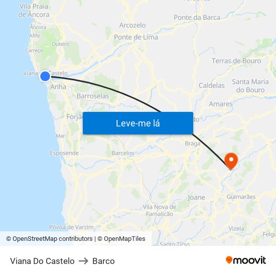 Viana Do Castelo to Barco map