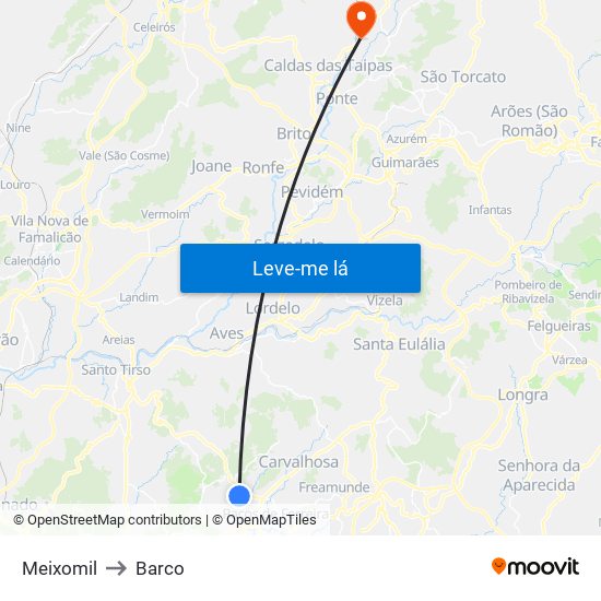 Meixomil to Barco map