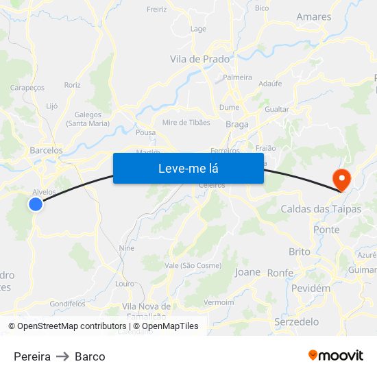 Pereira to Barco map