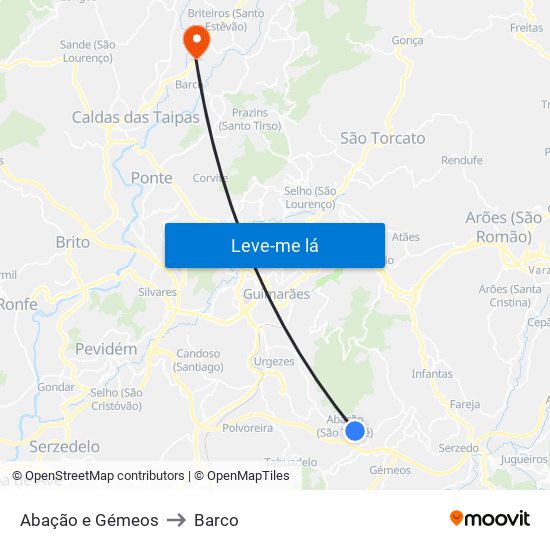 Abação e Gémeos to Barco map