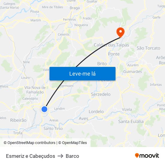 Esmeriz e Cabeçudos to Barco map
