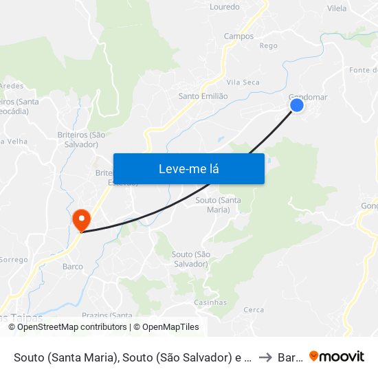 Souto (Santa Maria), Souto (São Salvador) e Gondomar to Barco map