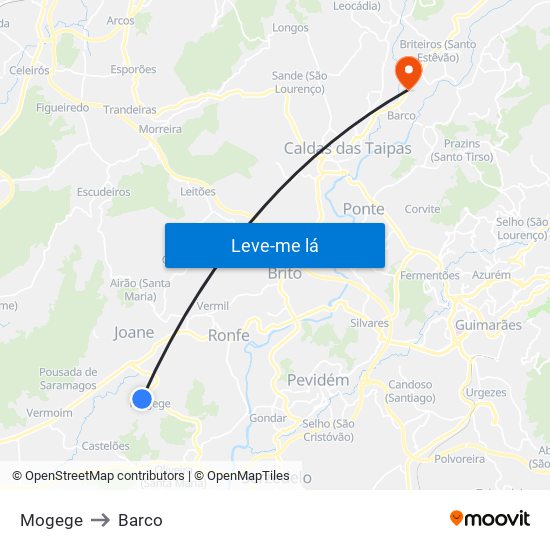 Mogege to Barco map