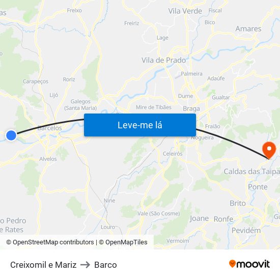 Creixomil e Mariz to Barco map