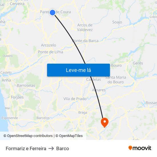 Formariz e Ferreira to Barco map