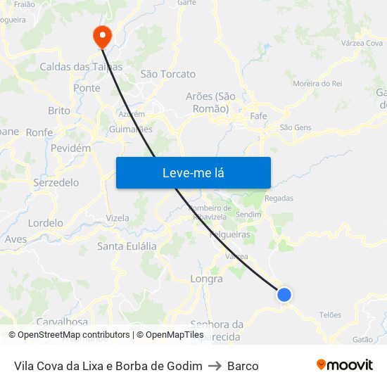 Vila Cova da Lixa e Borba de Godim to Barco map