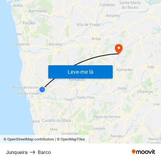 Junqueira to Barco map