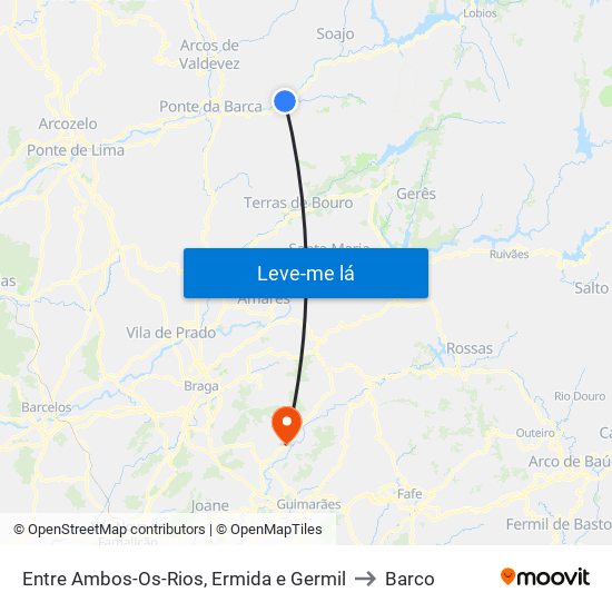 Entre Ambos-Os-Rios, Ermida e Germil to Barco map