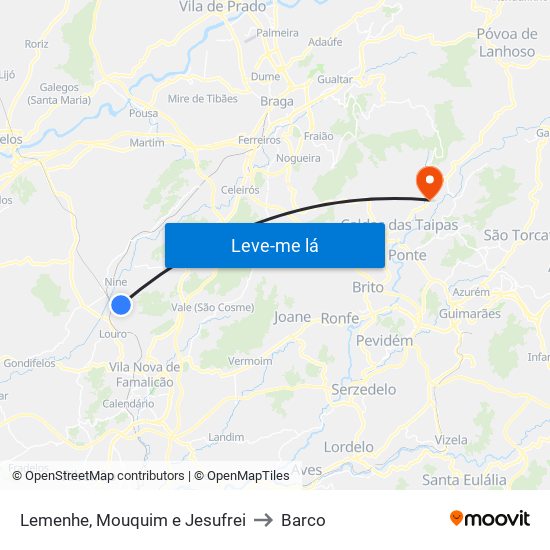 Lemenhe, Mouquim e Jesufrei to Barco map