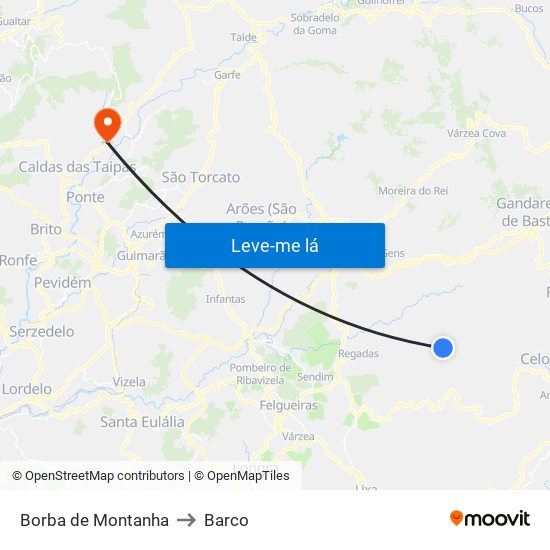 Borba de Montanha to Barco map