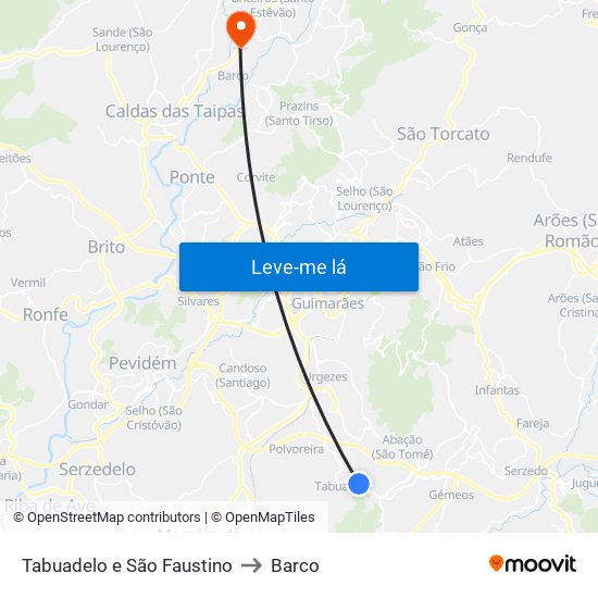 Tabuadelo e São Faustino to Barco map