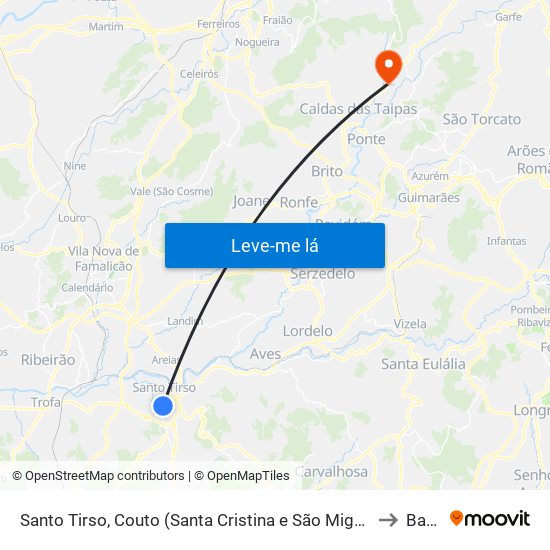 Santo Tirso, Couto (Santa Cristina e São Miguel) e Burgães to Barco map