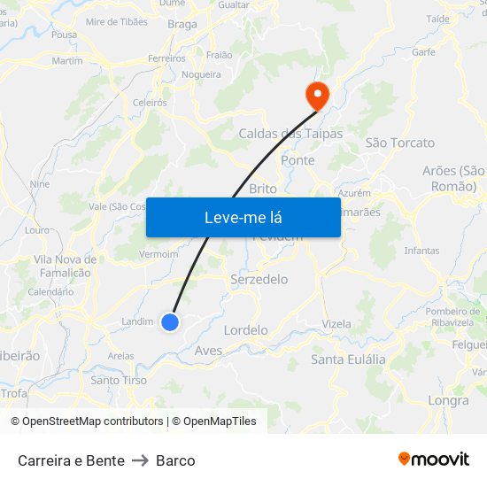 Carreira e Bente to Barco map