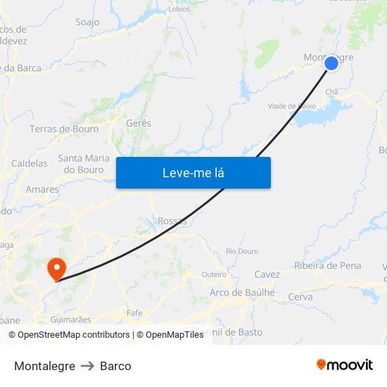 Montalegre to Barco map