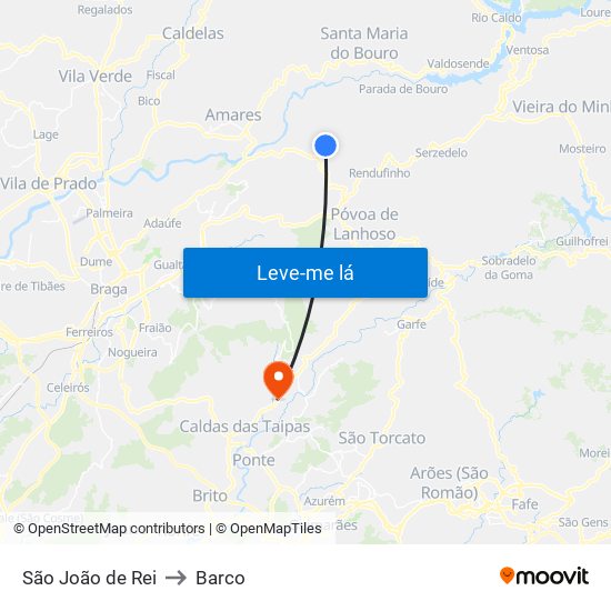 São João de Rei to Barco map