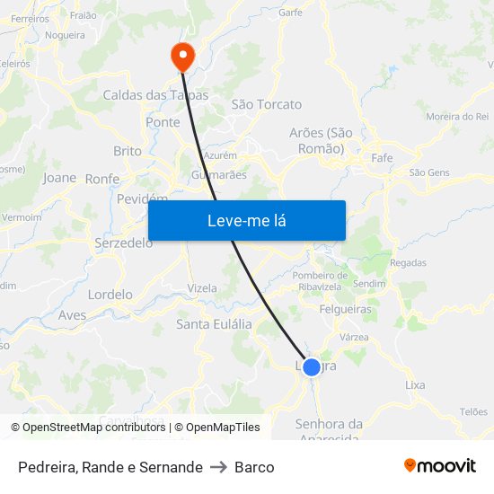 Pedreira, Rande e Sernande to Barco map