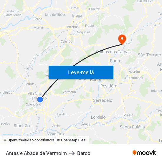 Antas e Abade de Vermoim to Barco map