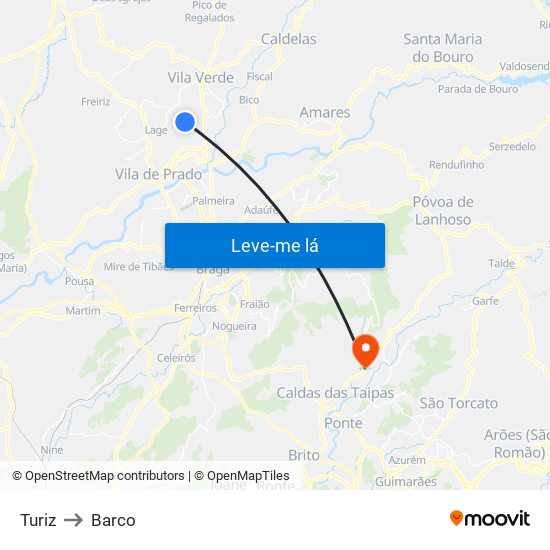 Turiz to Barco map