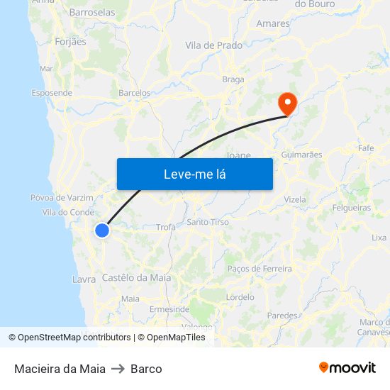 Macieira da Maia to Barco map