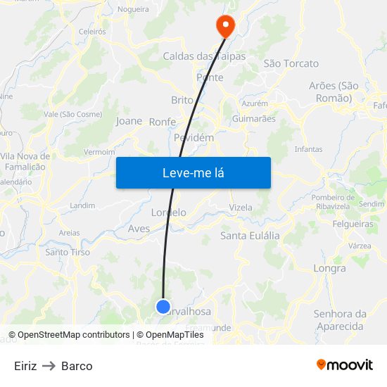 Eiriz to Barco map