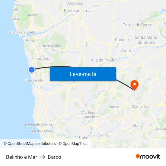 Belinho e Mar to Barco map