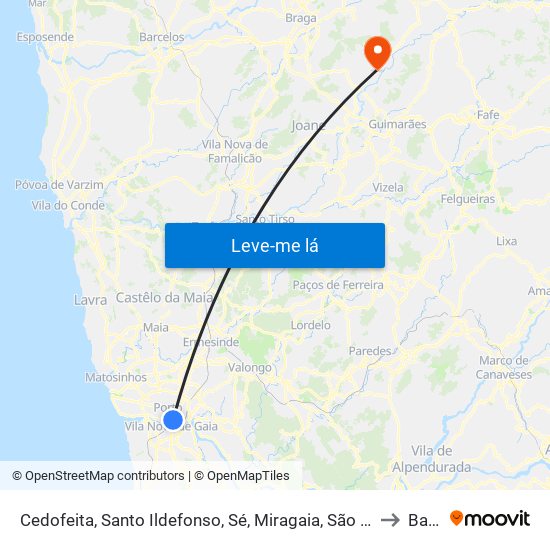 Cedofeita, Santo Ildefonso, Sé, Miragaia, São Nicolau e Vitória to Barco map