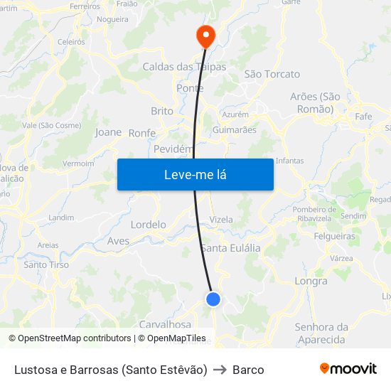 Lustosa e Barrosas (Santo Estêvão) to Barco map
