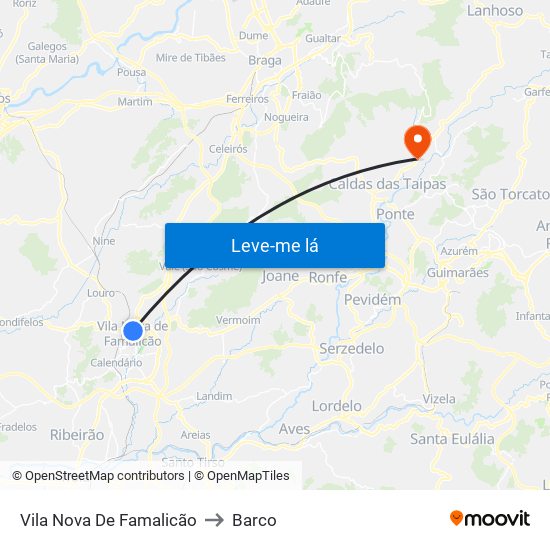 Vila Nova De Famalicão to Barco map