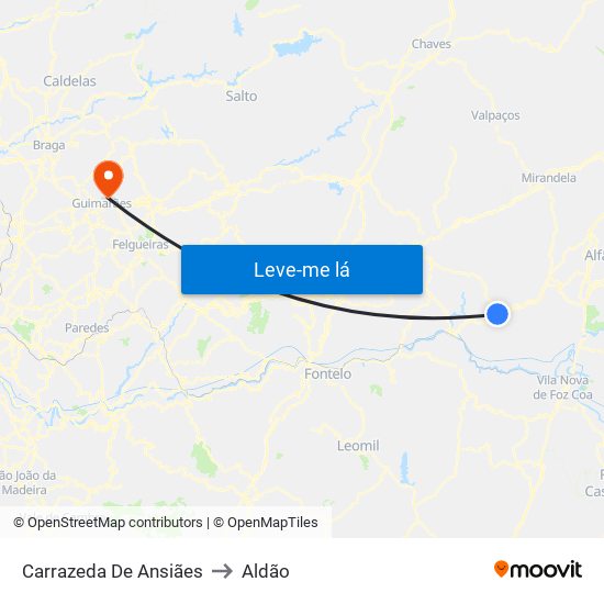 Carrazeda De Ansiães to Aldão map