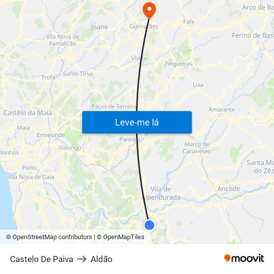 Castelo De Paiva to Aldão map