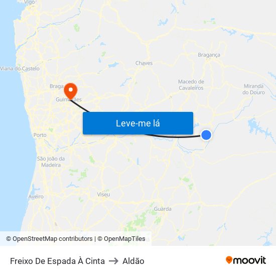 Freixo De Espada À Cinta to Aldão map