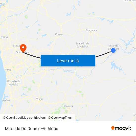 Miranda Do Douro to Aldão map