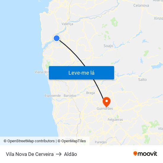 Vila Nova De Cerveira to Aldão map