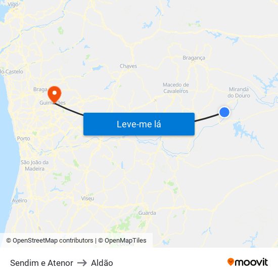 Sendim e Atenor to Aldão map