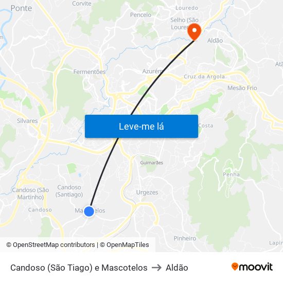 Candoso (São Tiago) e Mascotelos to Aldão map