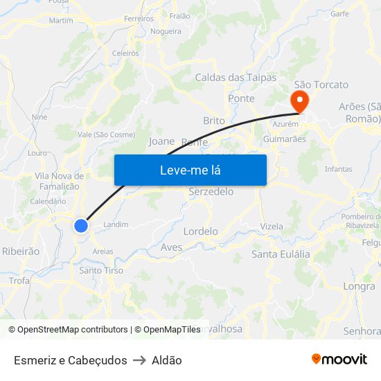 Esmeriz e Cabeçudos to Aldão map