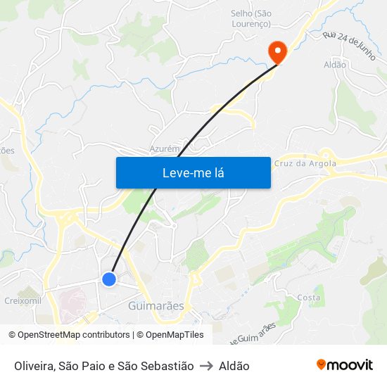 Oliveira, São Paio e São Sebastião to Aldão map