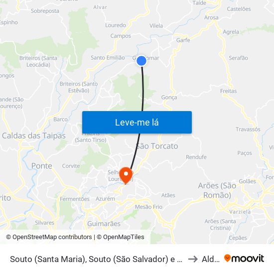 Souto (Santa Maria), Souto (São Salvador) e Gondomar to Aldão map