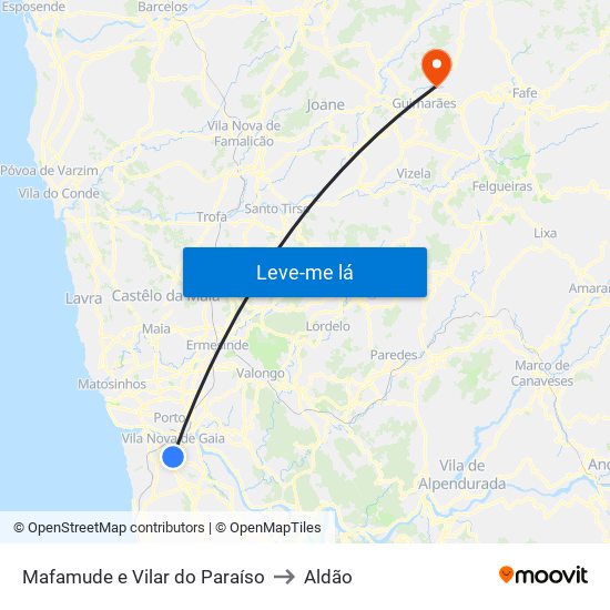 Mafamude e Vilar do Paraíso to Aldão map