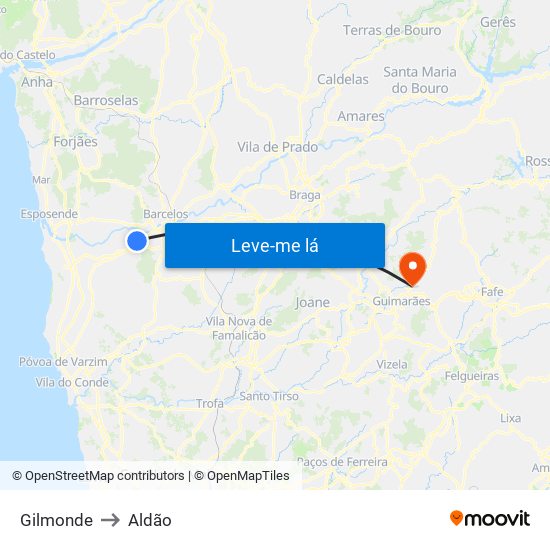 Gilmonde to Aldão map