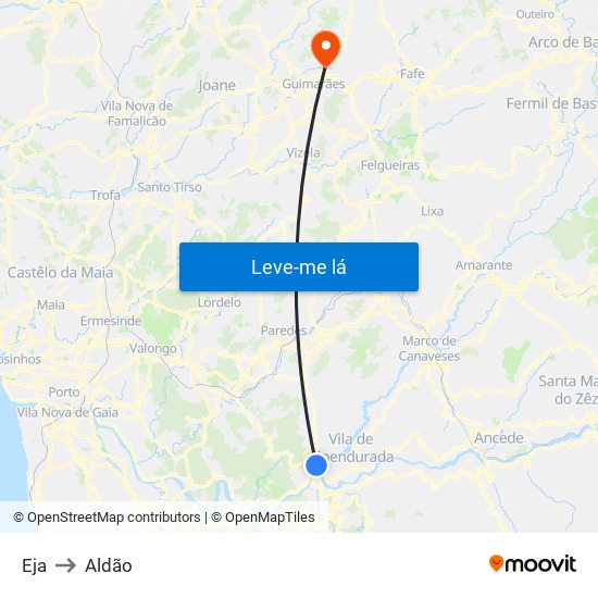 Eja to Aldão map