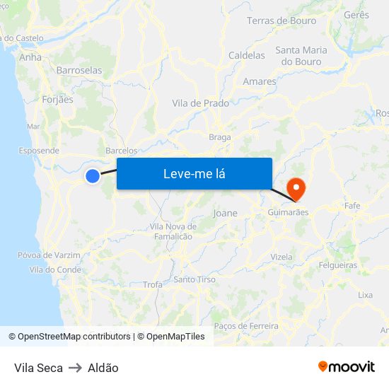 Vila Seca to Aldão map