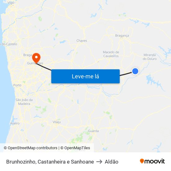 Brunhozinho, Castanheira e Sanhoane to Aldão map