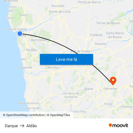 Darque to Aldão map