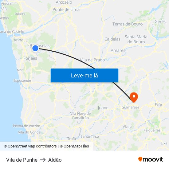 Vila de Punhe to Aldão map