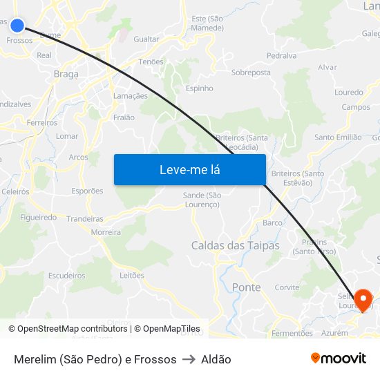 Merelim (São Pedro) e Frossos to Aldão map