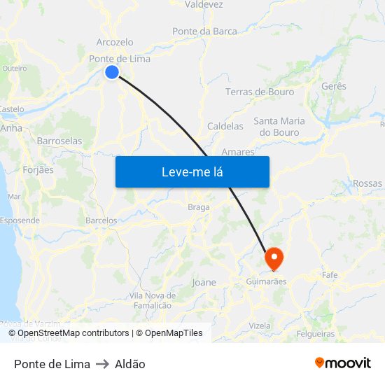 Ponte de Lima to Aldão map