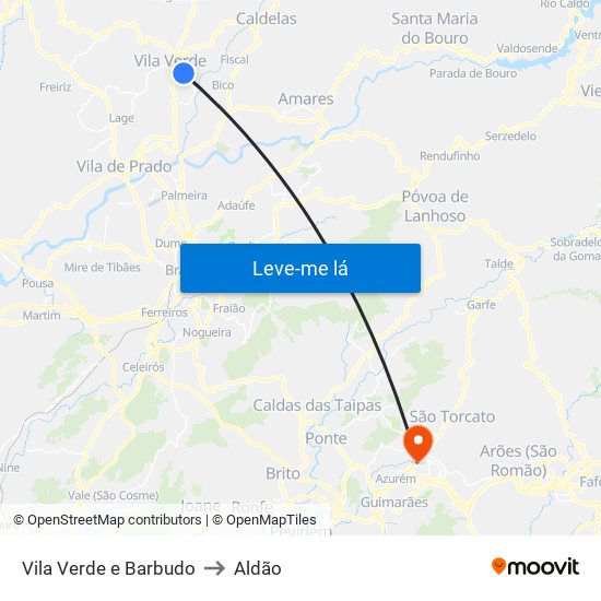 Vila Verde e Barbudo to Aldão map