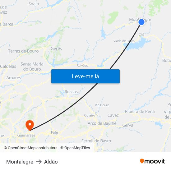 Montalegre to Aldão map